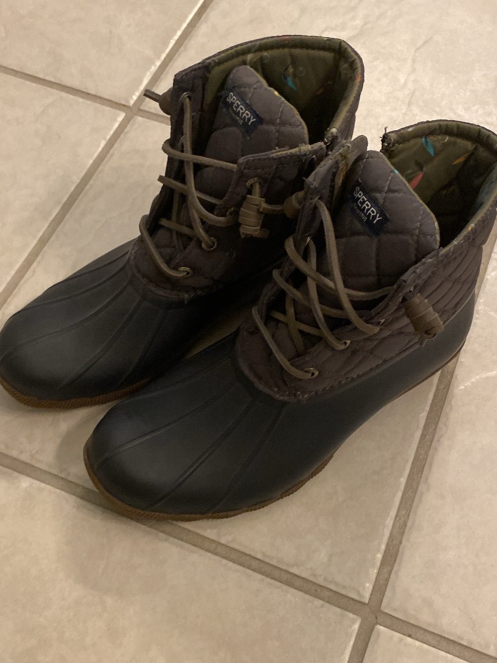 Sperry Navy and Brown Waterproof Duck Boots